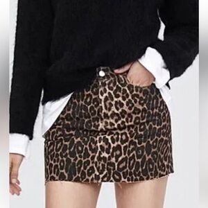 Zara leopard denim cutoff skirt. Size medium. Great condition